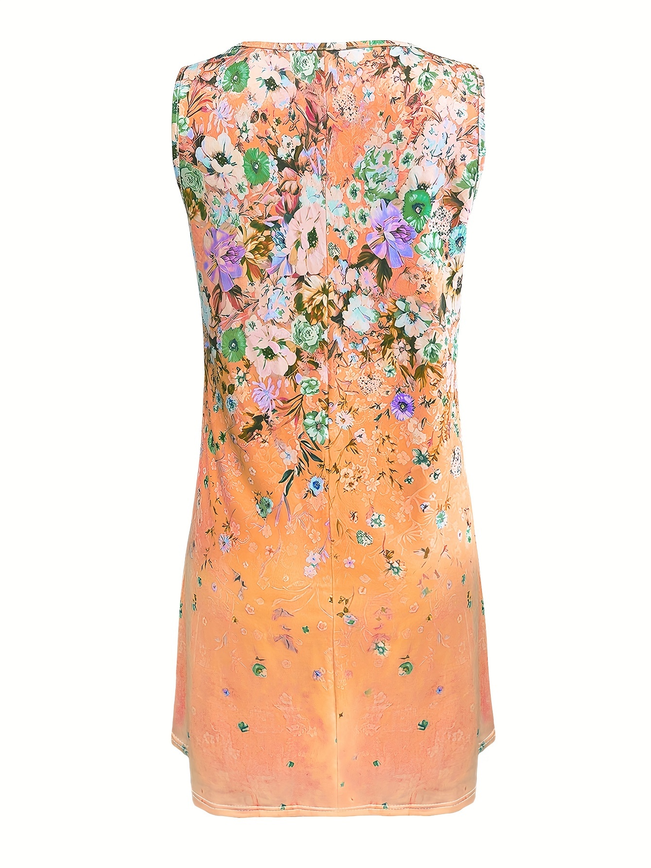 Women’s Sleeveless Floral Summer Dress – Elegant A-Line Casual Dress with V-Neck Printed Design for Beach Vacation & Daily Wear