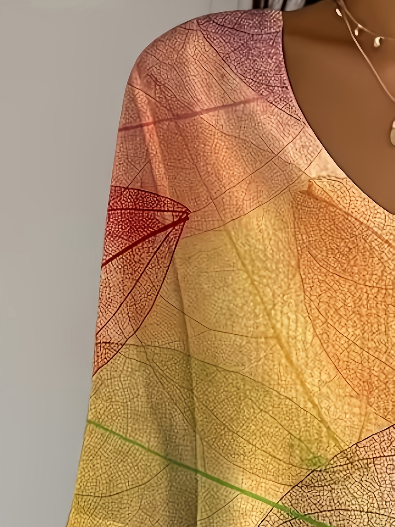 Women’s 3/4 Sleeve Floral Print V Neck Blouse – Casual Loose Fit Tunic Top with Colorful Nature Pattern