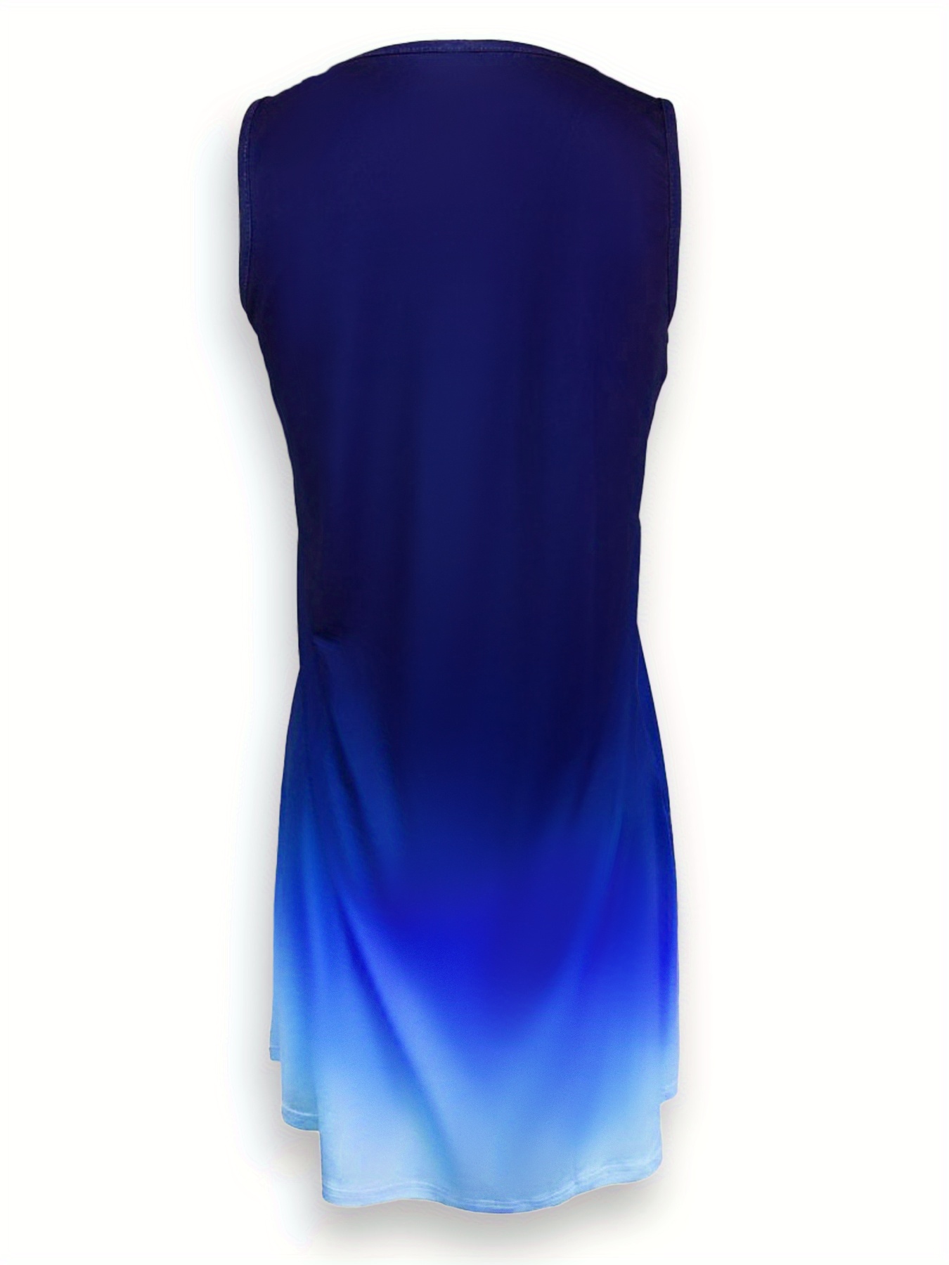 Women's Summer V Neck Sleeveless Mini Dress, Gradient Ombre Swing A Line Casual Loose Fit Dress for Beach Vacation and Daily Wear