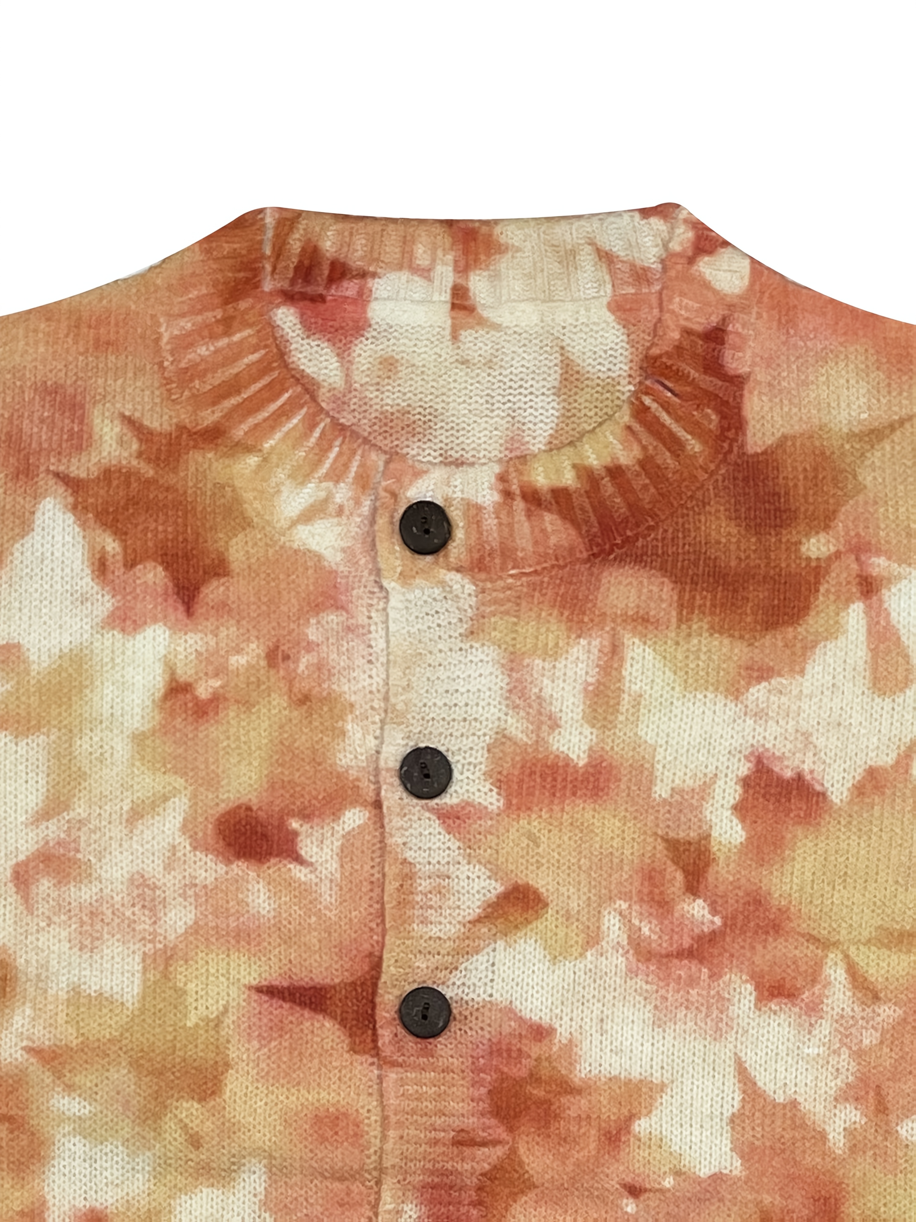 Women's Vintage Maple Leaf Print Knit Cardigan, Long Sleeve V Neck Button Down Loose Sweater Coat