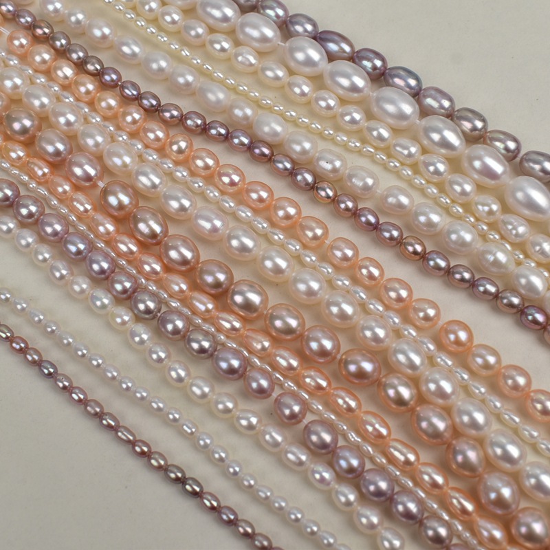 Wholesale High-Luster 2–9mm Rice-Shaped Freshwater Cultured Pearls — Loose Beads with Through-Holes for DIY Jewelry & Necklace Accessories