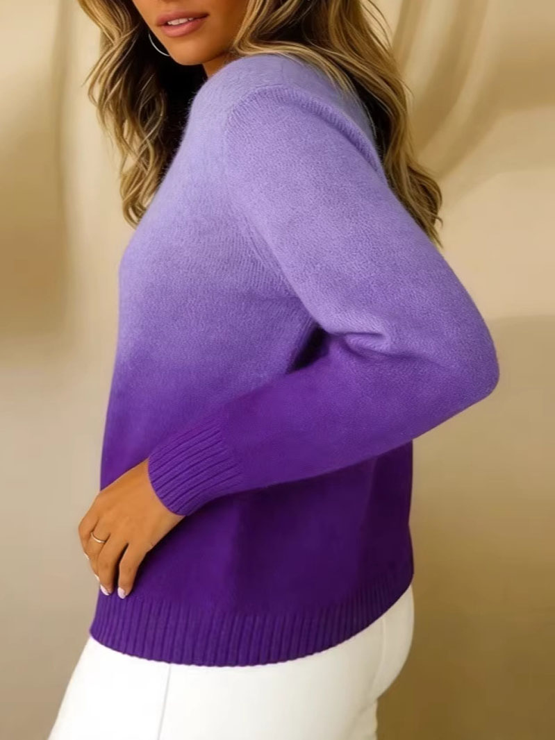 Women’s Soft Knit Crew Neck Sweater – Casual Loose Fit Long Sleeve Pullover