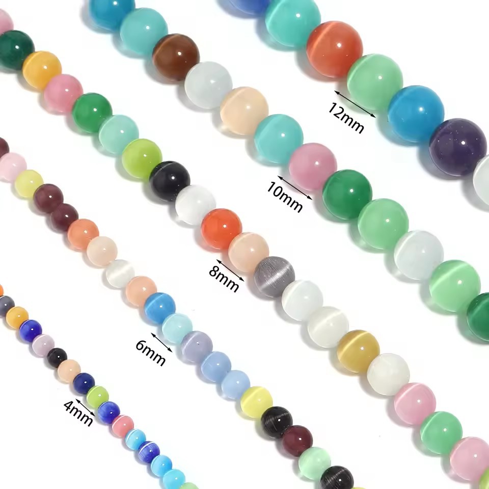 Colorful Cat's Eye Round Beads, Loose Spacer Beads for DIY Bracelet Necklace Jewelry Making, 4/6/8/10mm Sizes Available
