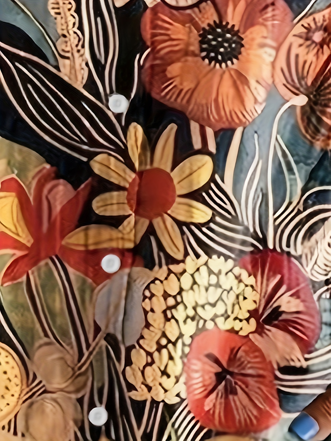 Women Vintage Dark Tropical Floral Print Short Sleeve Button Down Shirts, Lightweight Wrinkle-Free Polyester Lapel Collar Pocket Blouses, Casual Loose Summer Vacation Tops
