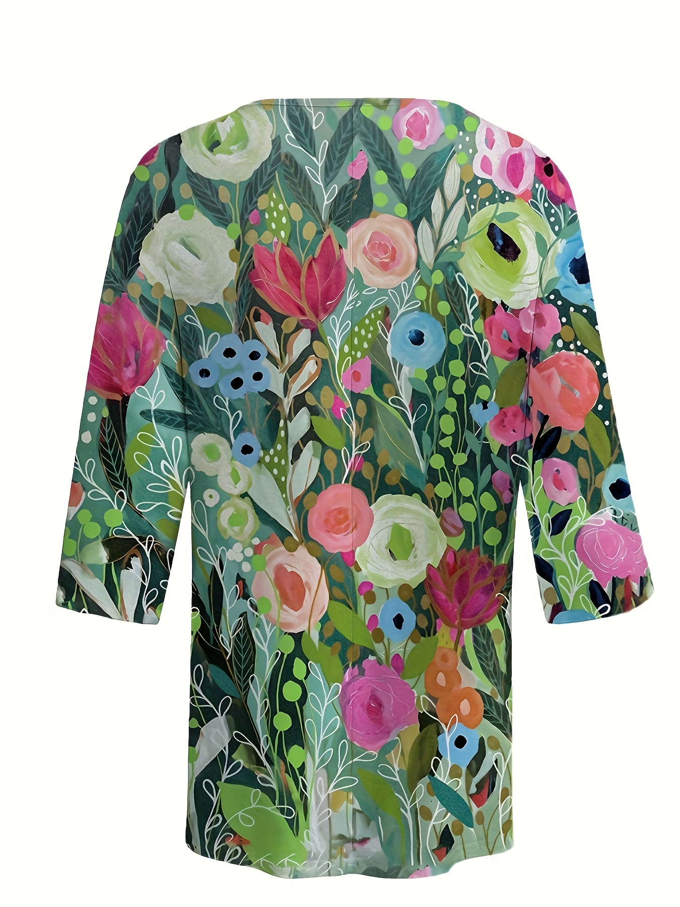 Women’s Floral Print Short Sleeve Tops, Casual Loose Fit Blouse Shirt with Colorful Botanical Pattern, Summer Lightweight Tunic Top for Women, Vacation Beach Everyday Wear