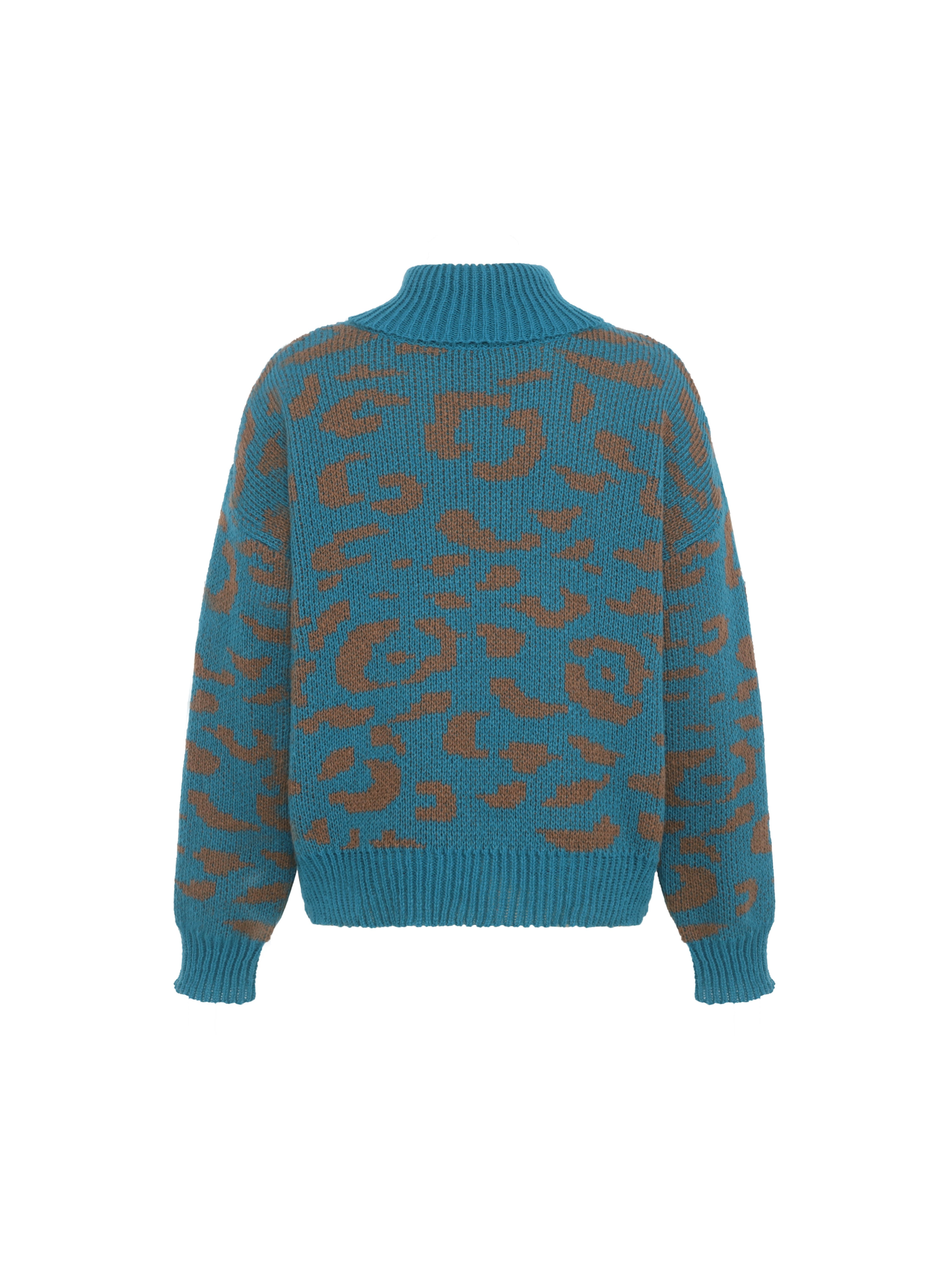 Women’s Leopard Pattern Turtleneck Sweater – Cozy Long Sleeve Knit Pullover Casual Winter Top