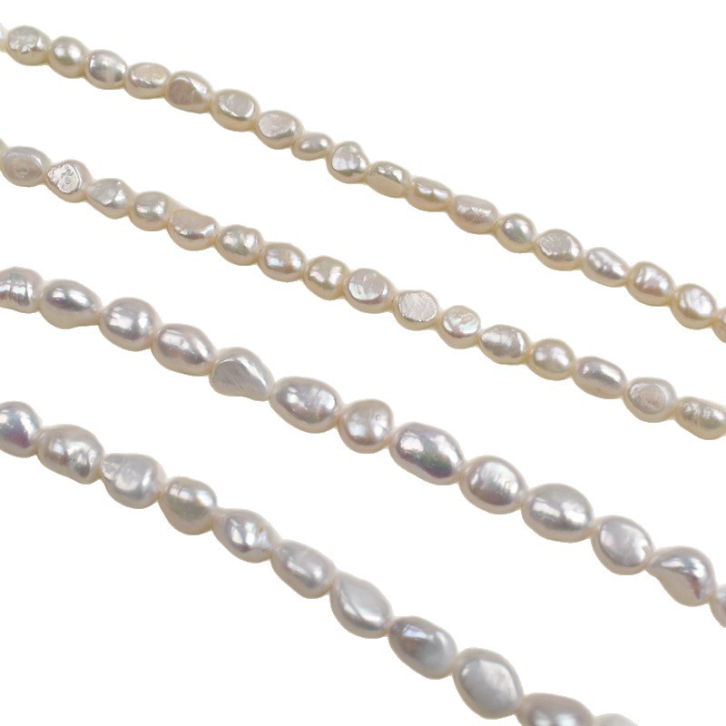 Cultured Freshwater Pearls (2–9mm) - Baroque, Irregular Shape, Polished on Both Sides, Straight-Drilled -36-37cm Round Smooth Pearl Choker Necklace with Sterling Silver Clasp, Classic Elegant Jewelry Gift for Women Mom Wedding Birthday Party