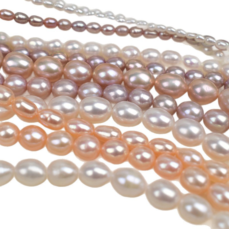 Wholesale High-Luster 2–9mm Rice-Shaped Freshwater Cultured Pearls — Loose Beads with Through-Holes for DIY Jewelry & Necklace Accessories