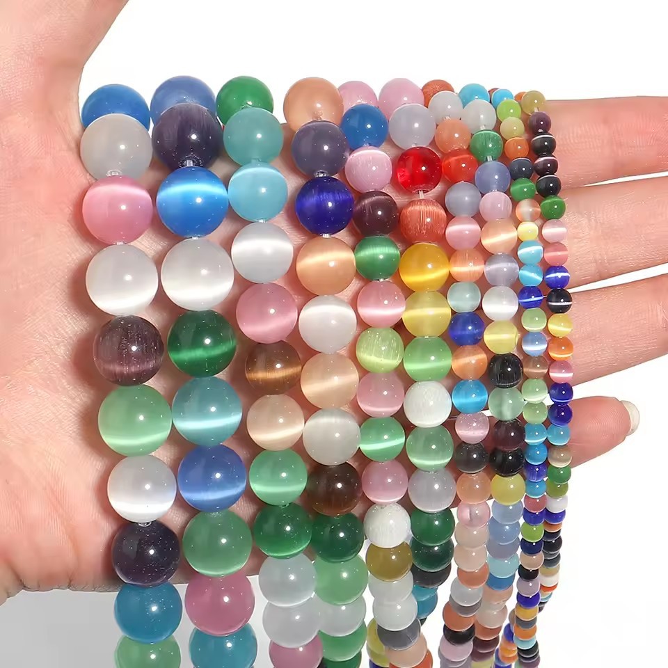 Colorful Cat's Eye Round Beads, Loose Spacer Beads for DIY Bracelet Necklace Jewelry Making, 4/6/8/10mm Sizes Available