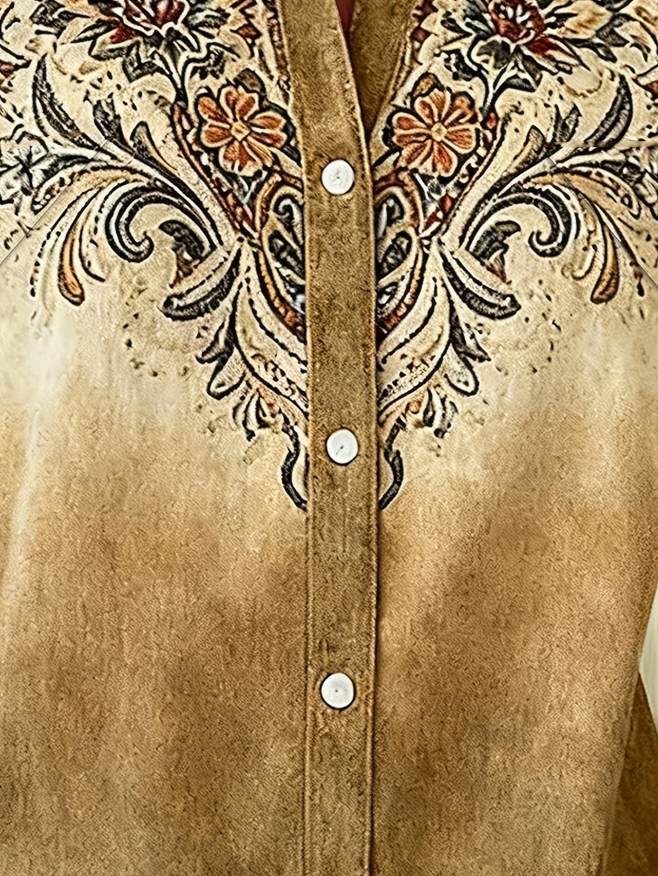 Women Vintage Paisley Floral Gradient Short Sleeve Button Down Shirts, Lightweight Polyester Lapel Collar Pocket Blouses, Casual Loose Fit Summer Tops-gemscharms
