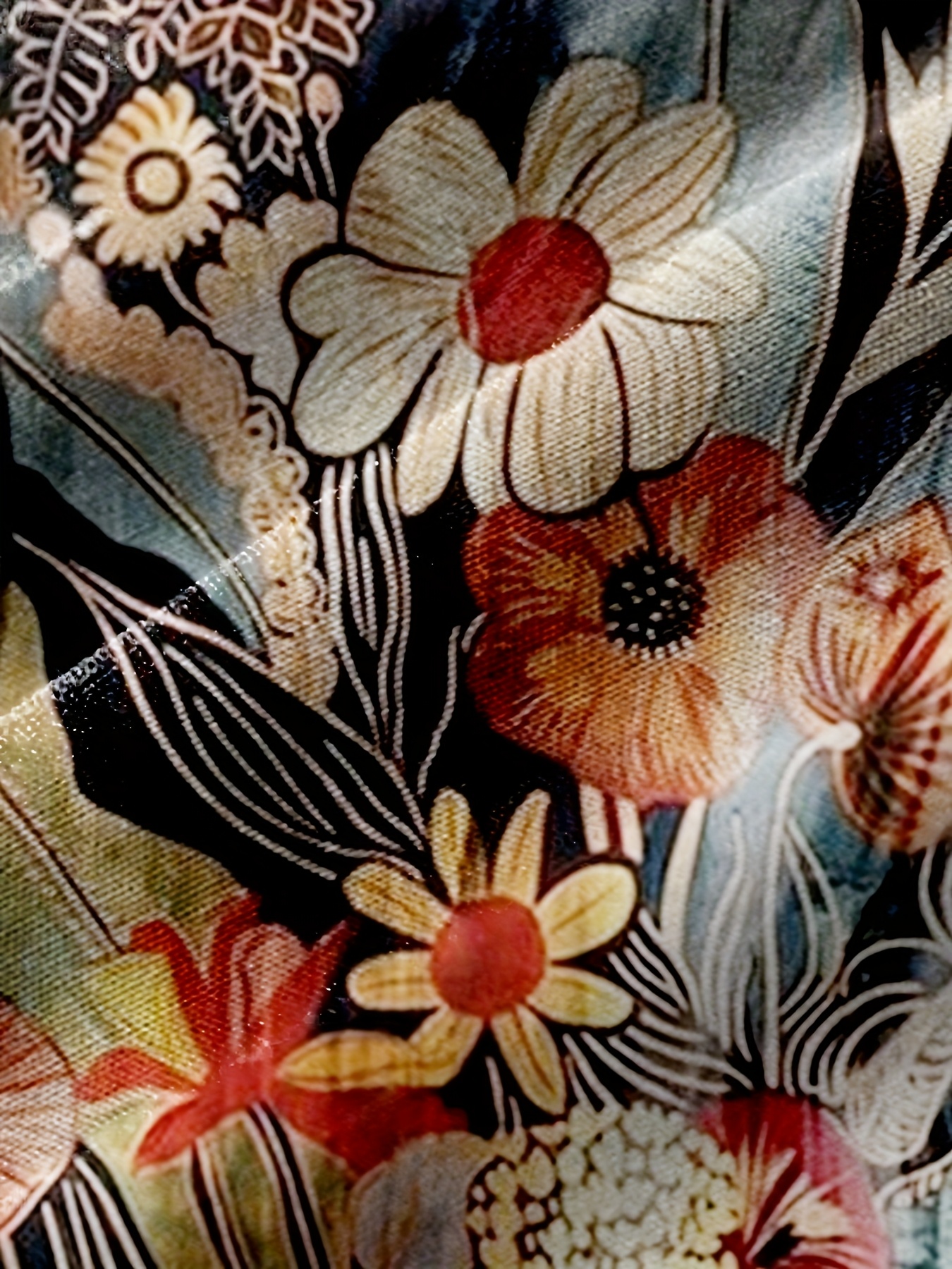 Women Vintage Dark Tropical Floral Print Short Sleeve Button Down Shirts, Lightweight Wrinkle-Free Polyester Lapel Collar Pocket Blouses, Casual Loose Summer Vacation Tops