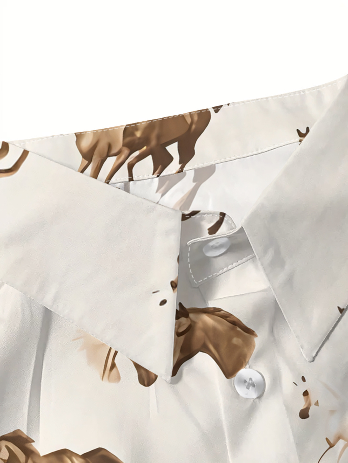 Women's Horse Print Button Down Shirt Long Sleeve Casual Blouse, Elegant Animal Pattern Loose Fit Tops, Lightweight Soft Shirt for Fall Spring Vacation Office Wear