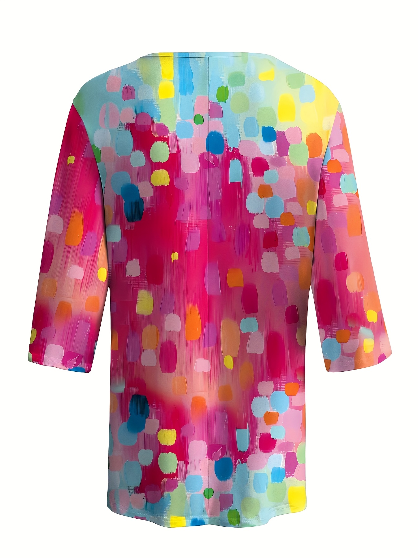 Women's Colorful Abstract Printed  Tops – Casual Loose Fit Blouse with Artistic Pattern for Summer Everyday Wear-gemscharms