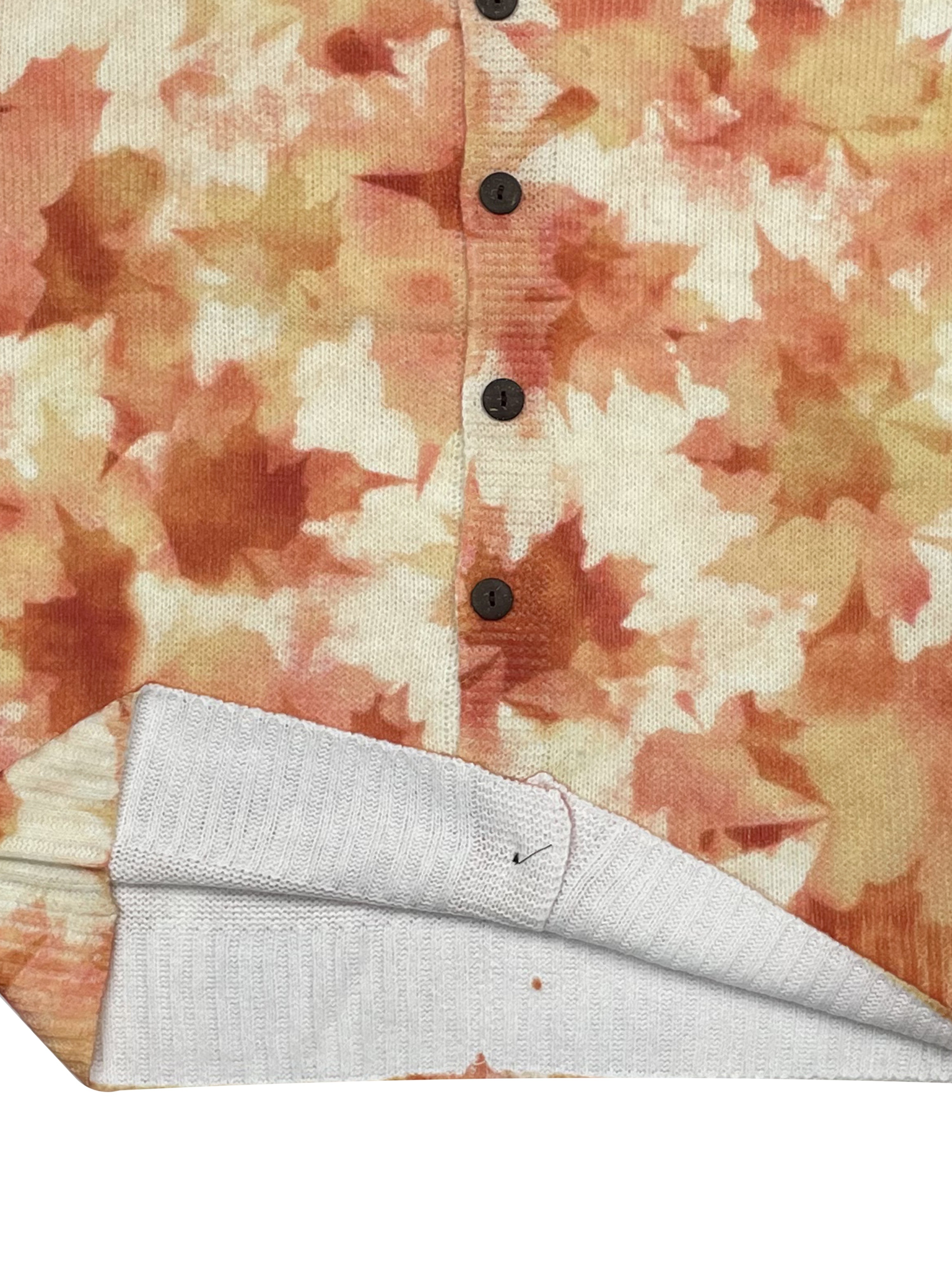 Women's Vintage Maple Leaf Print Knit Cardigan, Long Sleeve V Neck Button Down Loose Sweater Coat