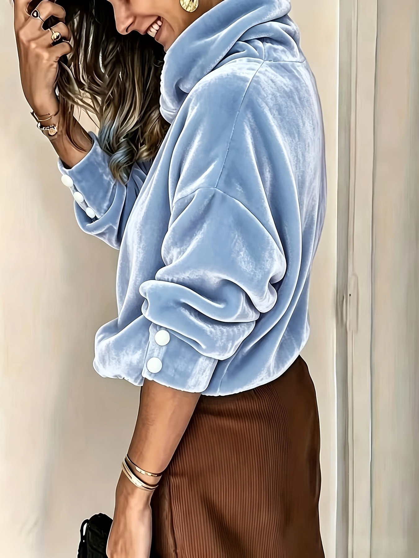 Women's Oversized Turtleneck Sweatshirt Long Sleeve Casual Pullover Tops Soft Loose Fit Cozy Fall Winter Fashion Sweater Shirt