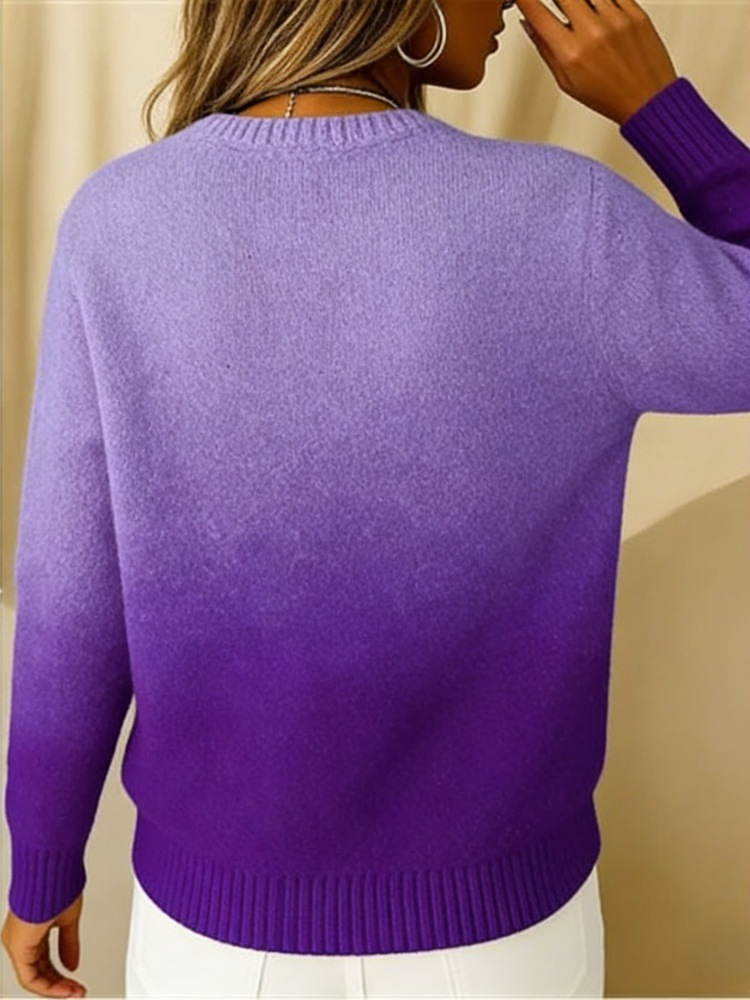 Women’s Soft Knit Crew Neck Sweater – Casual Loose Fit Long Sleeve Pullover
