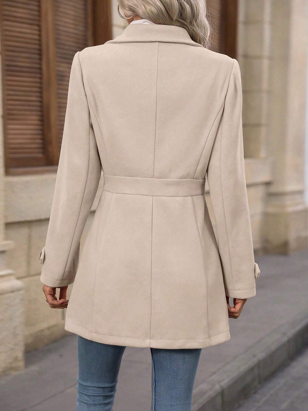 Women's Trench Coat Long Sleeve Button Down Jacket Elegant Casual Belted Outerwear Coat for Fall Winter Office Travel  