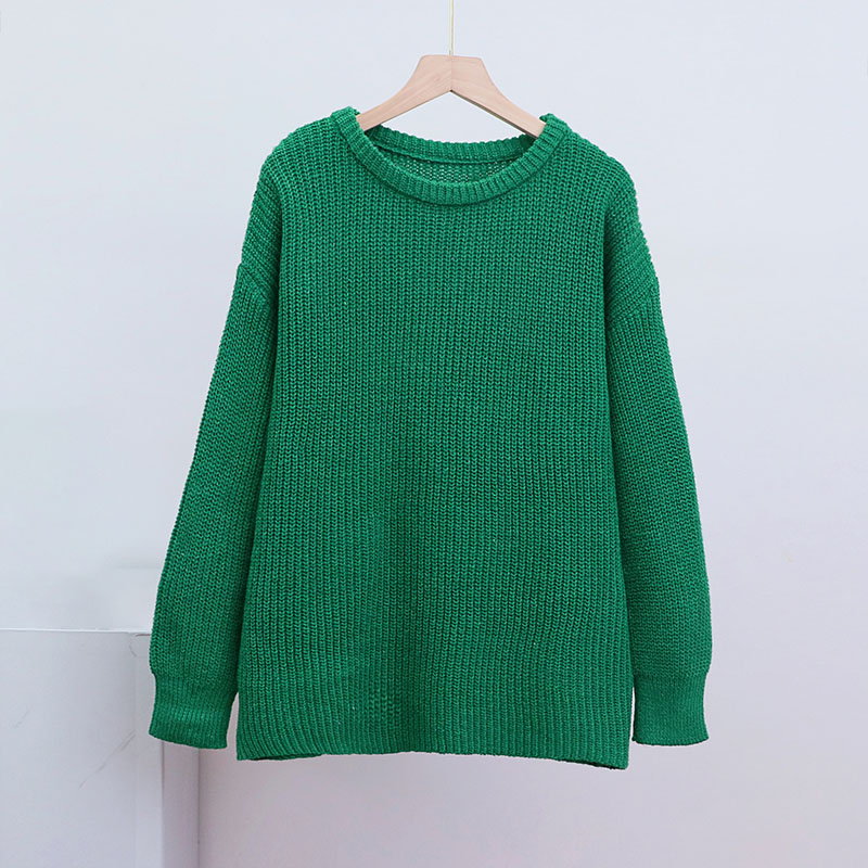Women's Chunky Knit Sweater Crew Neck Long Sleeve Pullover Soft Casual Oversized Winter Tops Fashion Cozy Knitwear