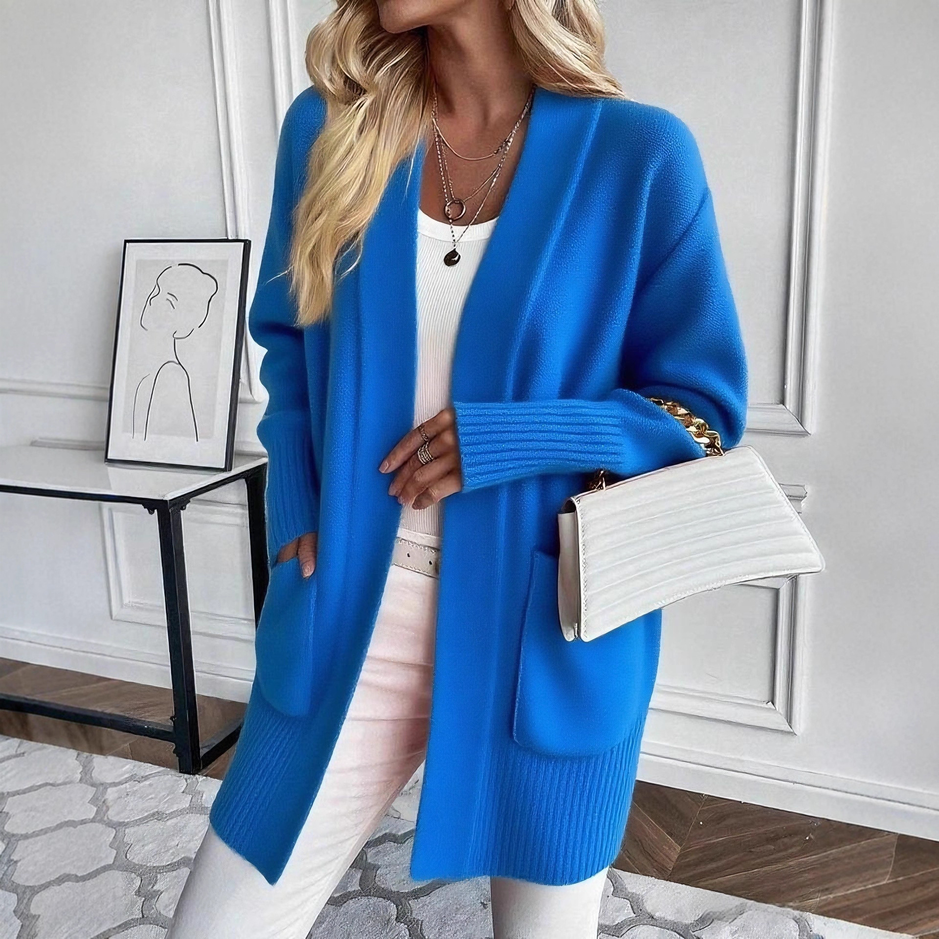 Women’s Open Front Knit Cardigan Sweater – Long Sleeve Loose Fit Lightweight Outerwear