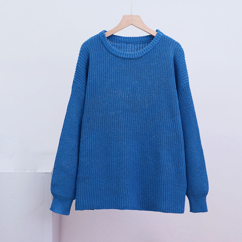 Women's Chunky Knit Sweater Crew Neck Long Sleeve Pullover Soft Casual Oversized Winter Tops Fashion Cozy Knitwear