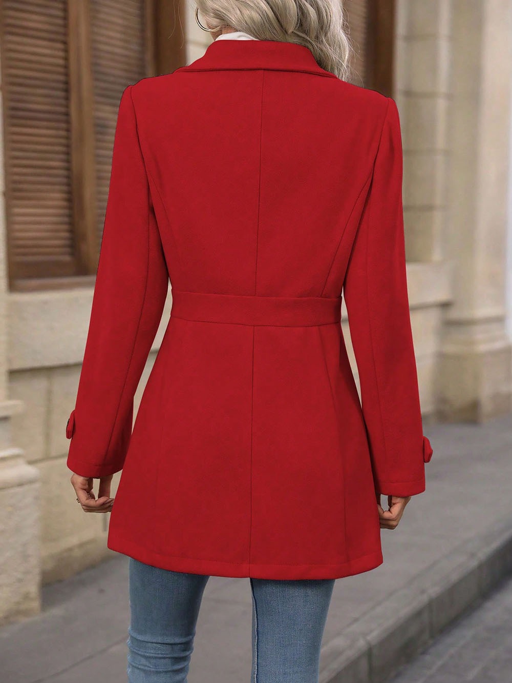 Women's Trench Coat Long Sleeve Button Down Jacket Elegant Casual Belted Outerwear Coat for Fall Winter Office Travel  