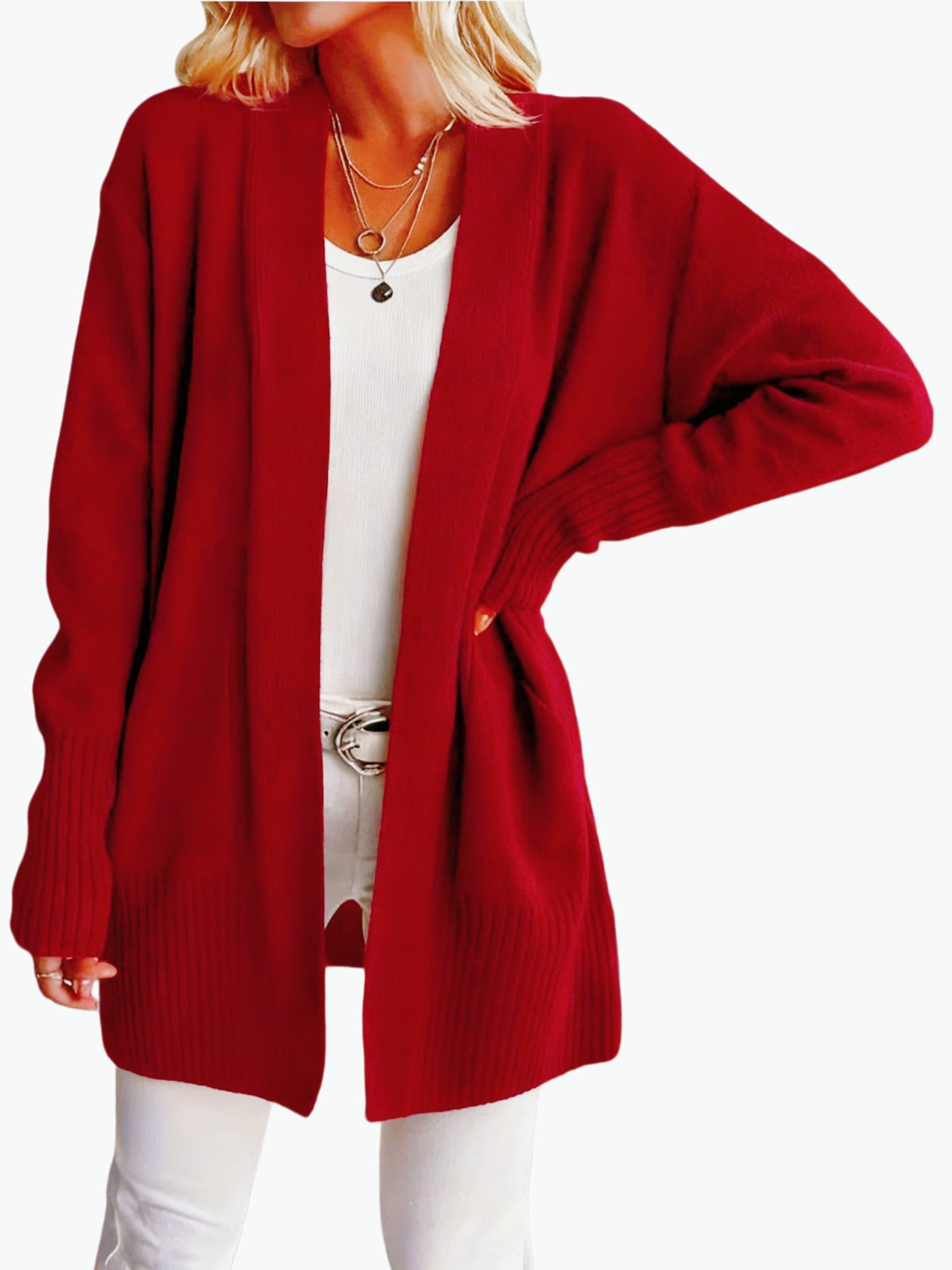 Women’s Open Front Knit Cardigan Sweater – Long Sleeve Loose Fit Lightweight Outerwear