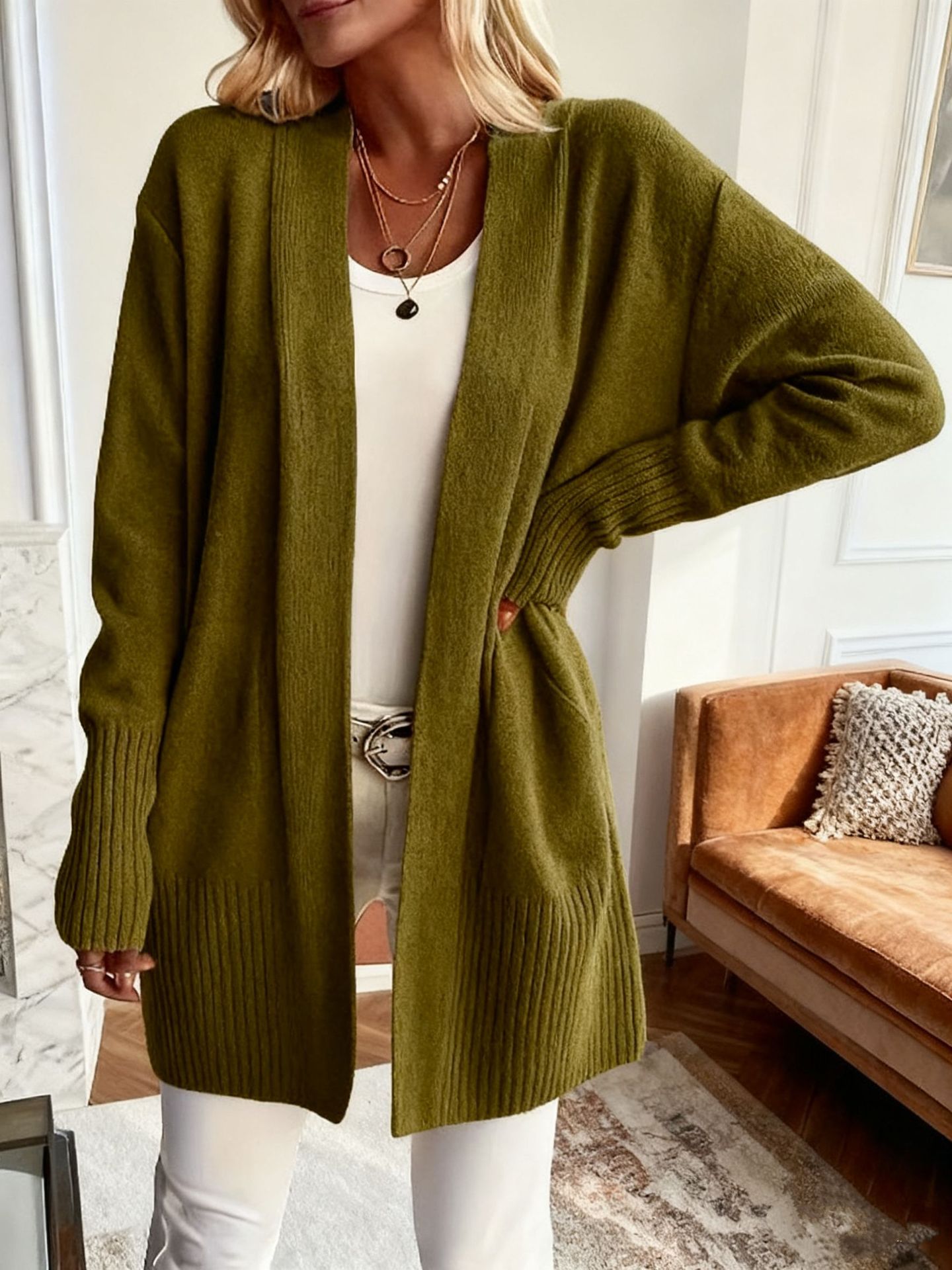 Women’s Open Front Knit Cardigan Sweater – Long Sleeve Loose Fit Lightweight Outerwear