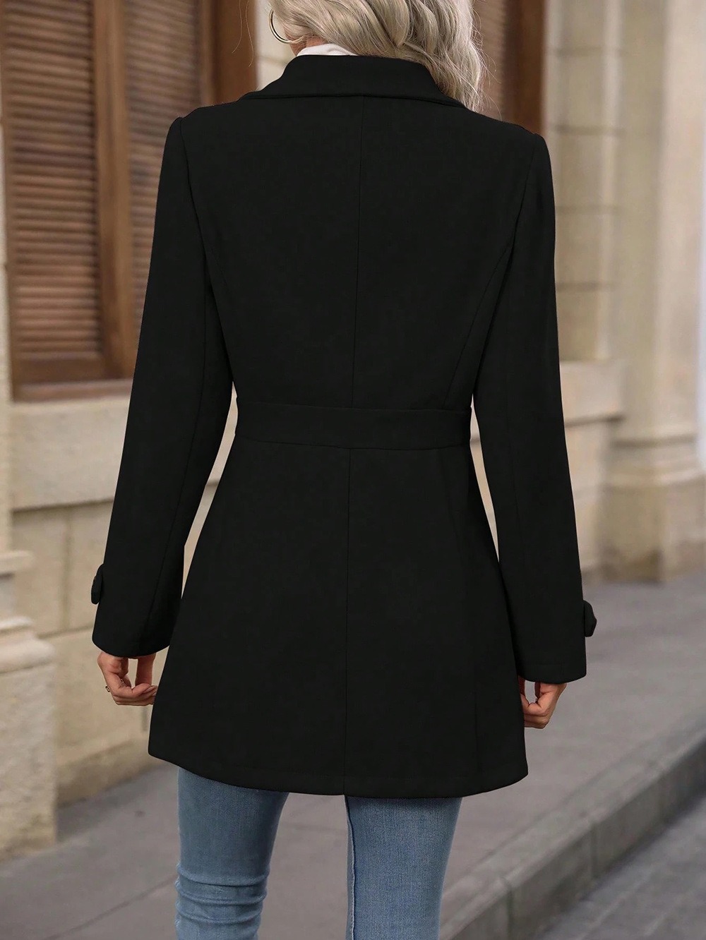 Women's Trench Coat Long Sleeve Button Down Jacket Elegant Casual Belted Outerwear Coat for Fall Winter Office Travel  