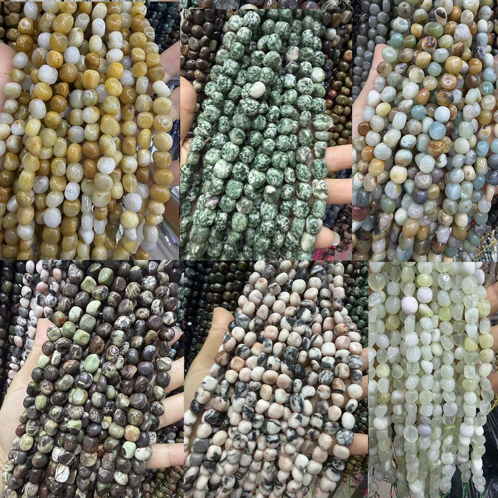 Natural Irregular Freeform Stone Loose Beads, 8×10mm Straight Hole Assorted Crystal Agate Spacer Beads for DIY Bracelet Necklace Earring Craft Supplies, Approx 40 Beads Per Strand Wholesale
