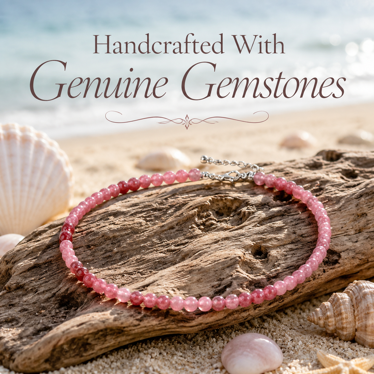 Sunstone Beaded Necklace – Mediterranean Resort Style Gemstone Jewelry | Handmade Golden Crystal Necklace for Women | Radiant Summer Beach Vacation Boho Strand
