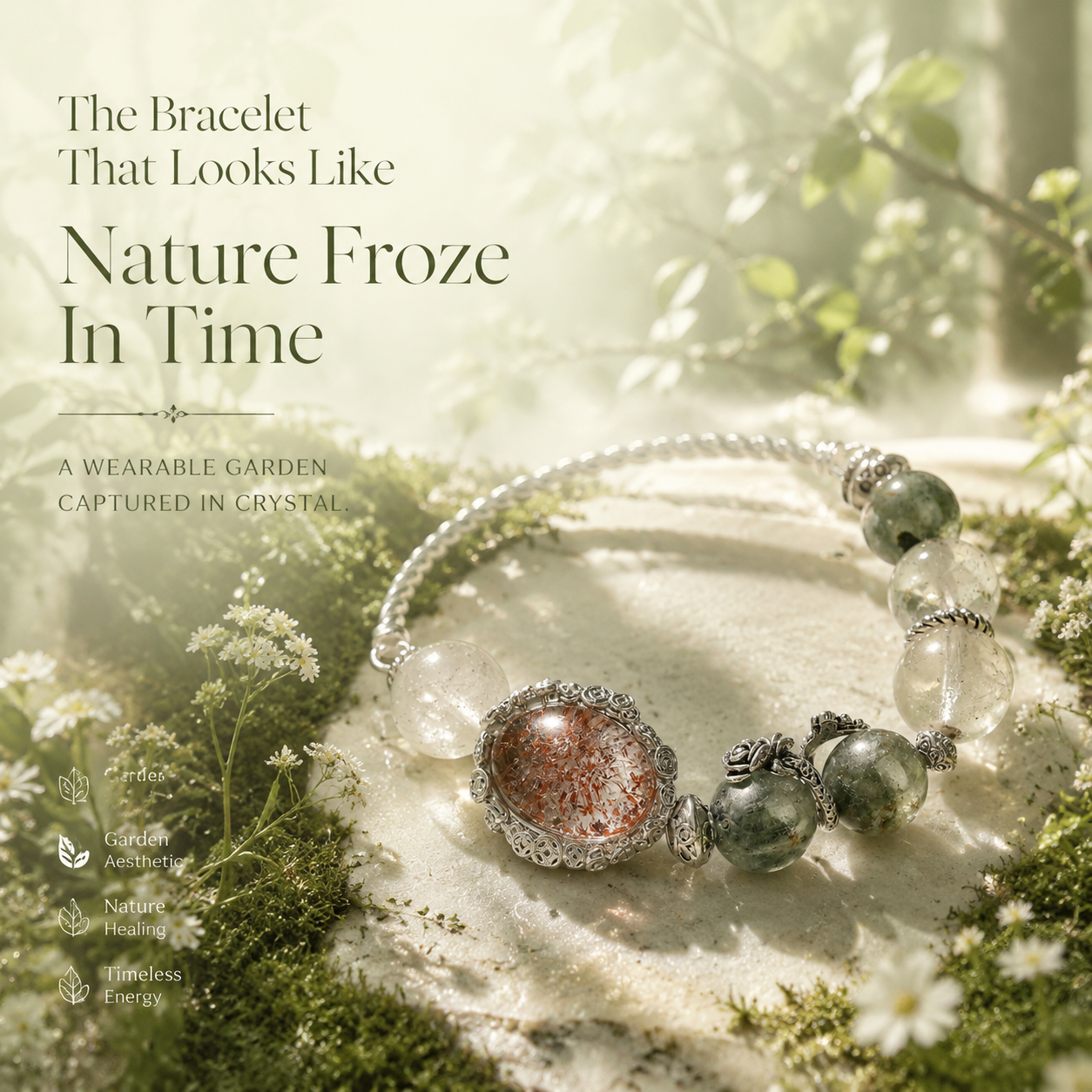 Secret Garden Crystal Bracelet - A Wearable Ggarden Of Light, Eenergy, And Natural Beauty
