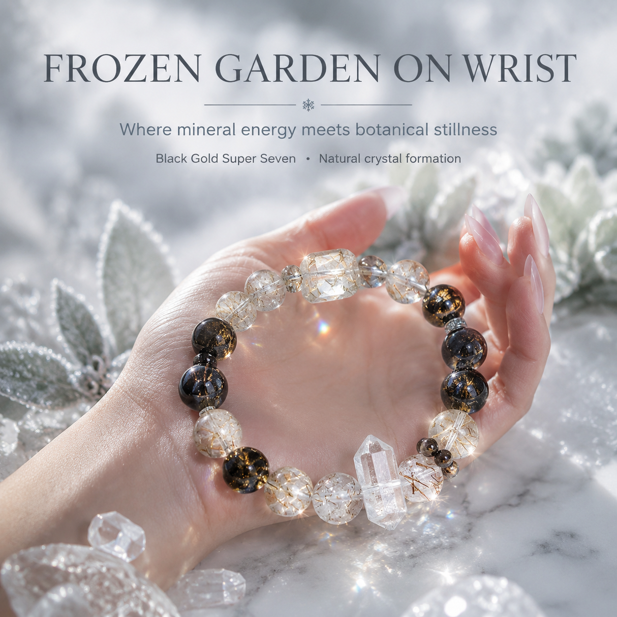 Black Gold Super Seven Crystal Bracelet - Where life and stillness exist in the same form.