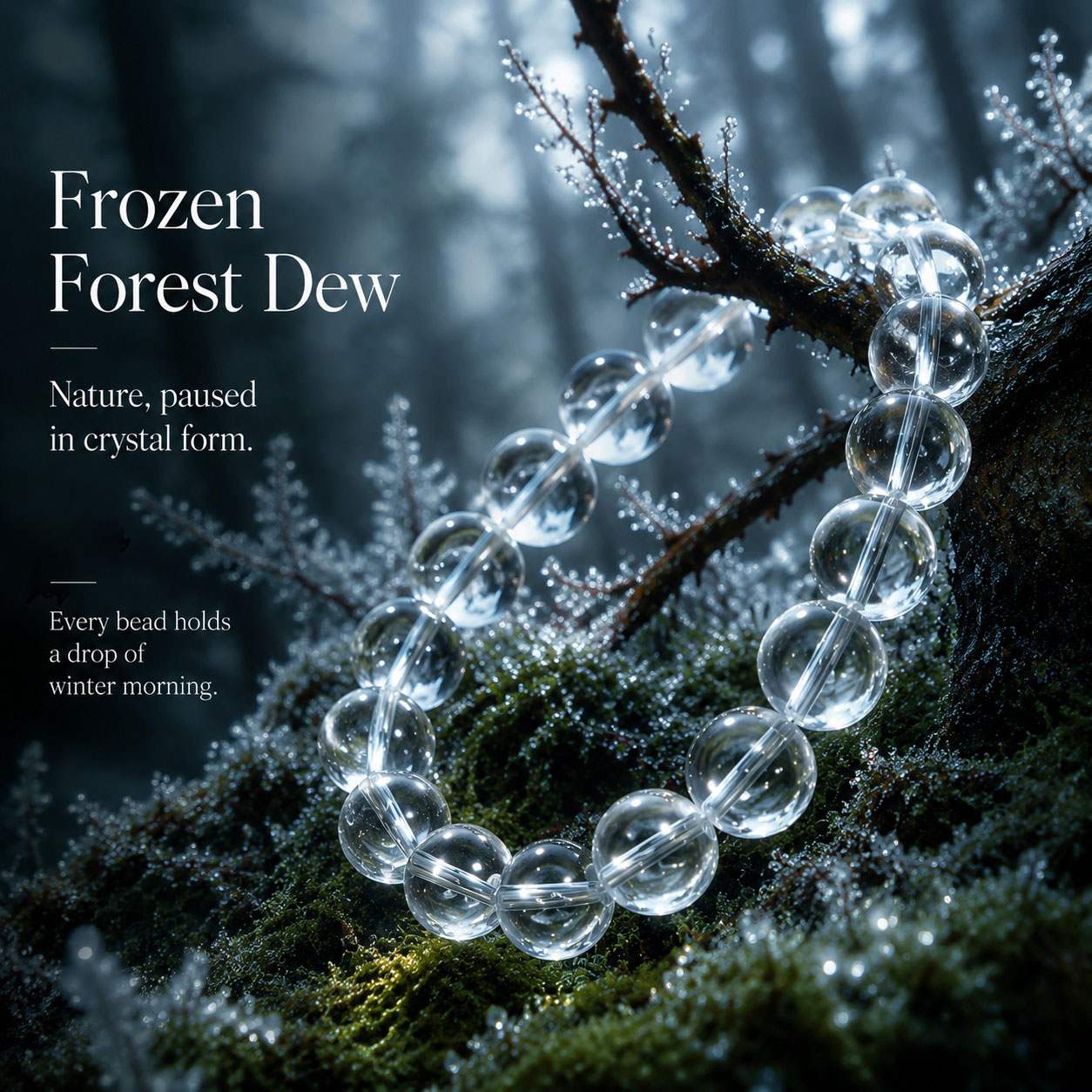 Arctic Minimal Clear Quartz Bead Bracelet - Less noise. More clarity