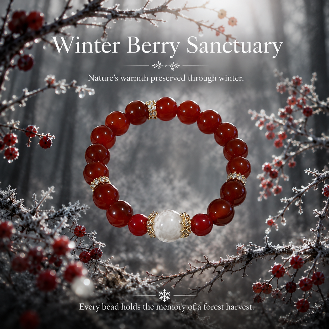 Winter Berry Sanctuary Bracelet - even in the coldest season, life continues quietly beneath the frost.