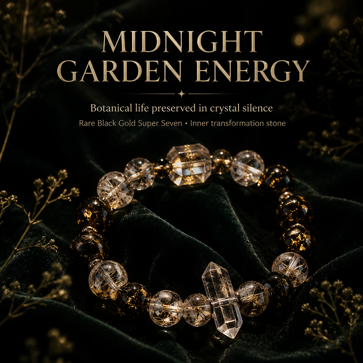 Black Gold Super Seven Crystal Bracelet - Where life and stillness exist in the same form.
