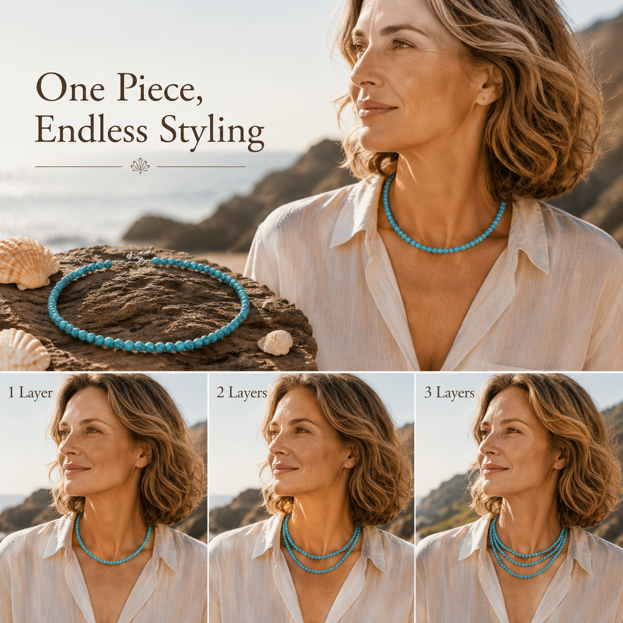 Blue Line Jasper – Coastal Serenity Necklace