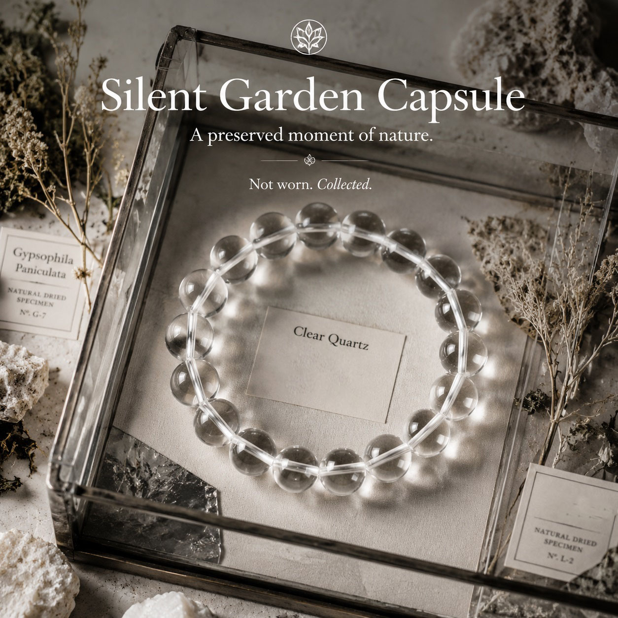 Arctic Minimal Clear Quartz Bead Bracelet - Less noise. More clarity