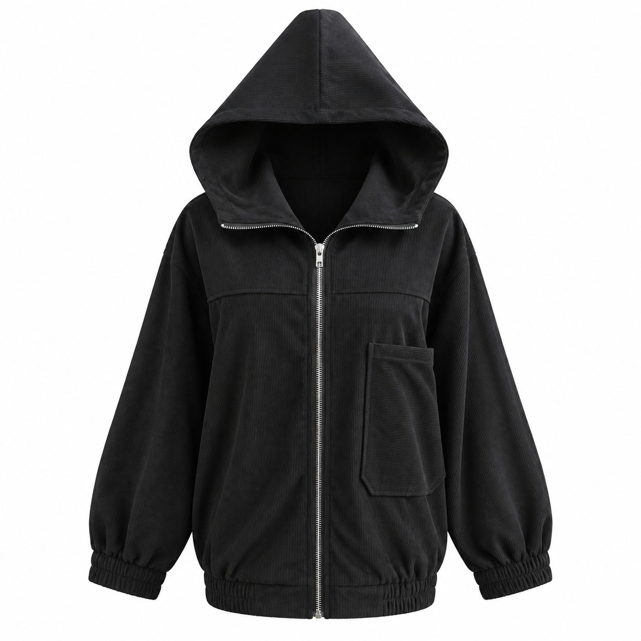 Women’s Corduroy Hooded Jacket Zip Up Casual Coat with Pockets Long Sleeve Relaxed Fit Fall Winter Outerwear