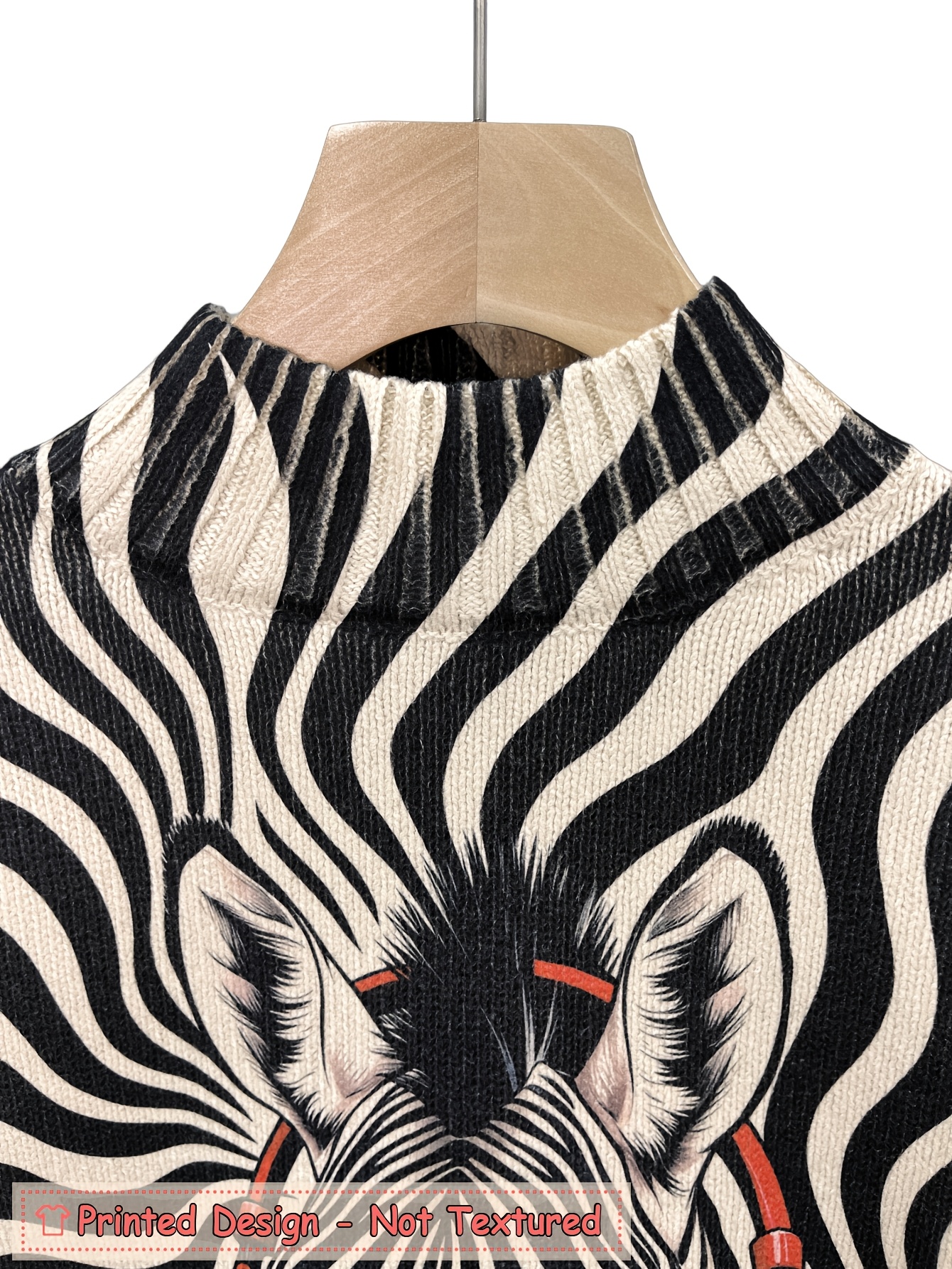  Women'S All Over Printed Knitwear Autumn Winter Retro Turtleneck Heavyweight Sweater for Women, Soft, Zebra Pattern, Long Sleeve Top, Casual Warm