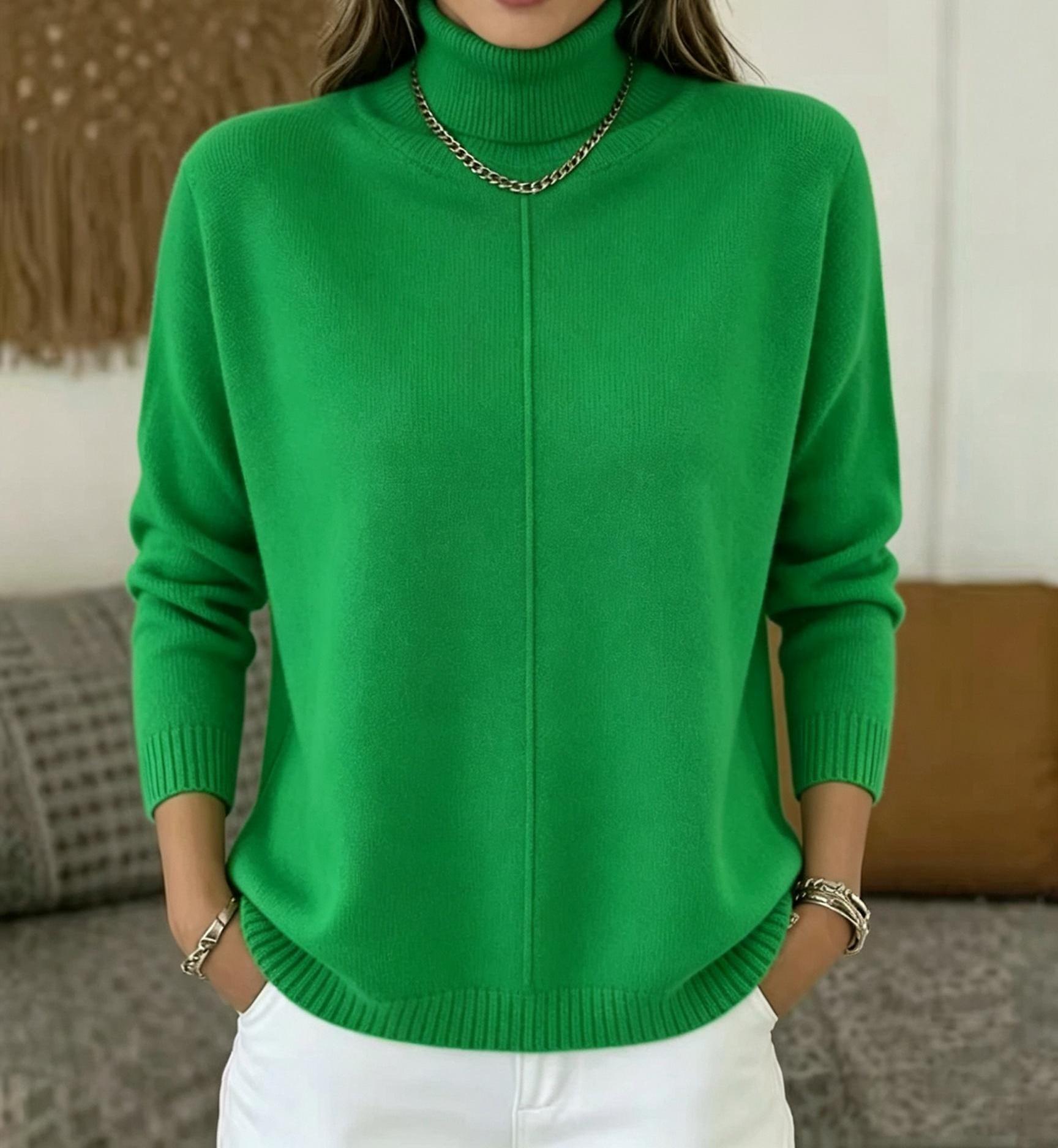 Women's Casual Turtleneck Sweater Long Sleeve Pullover Tops, Solid Color Knit Lightweight Soft Warm Fall Winter Basic Loose Fit Sweaters for Women
