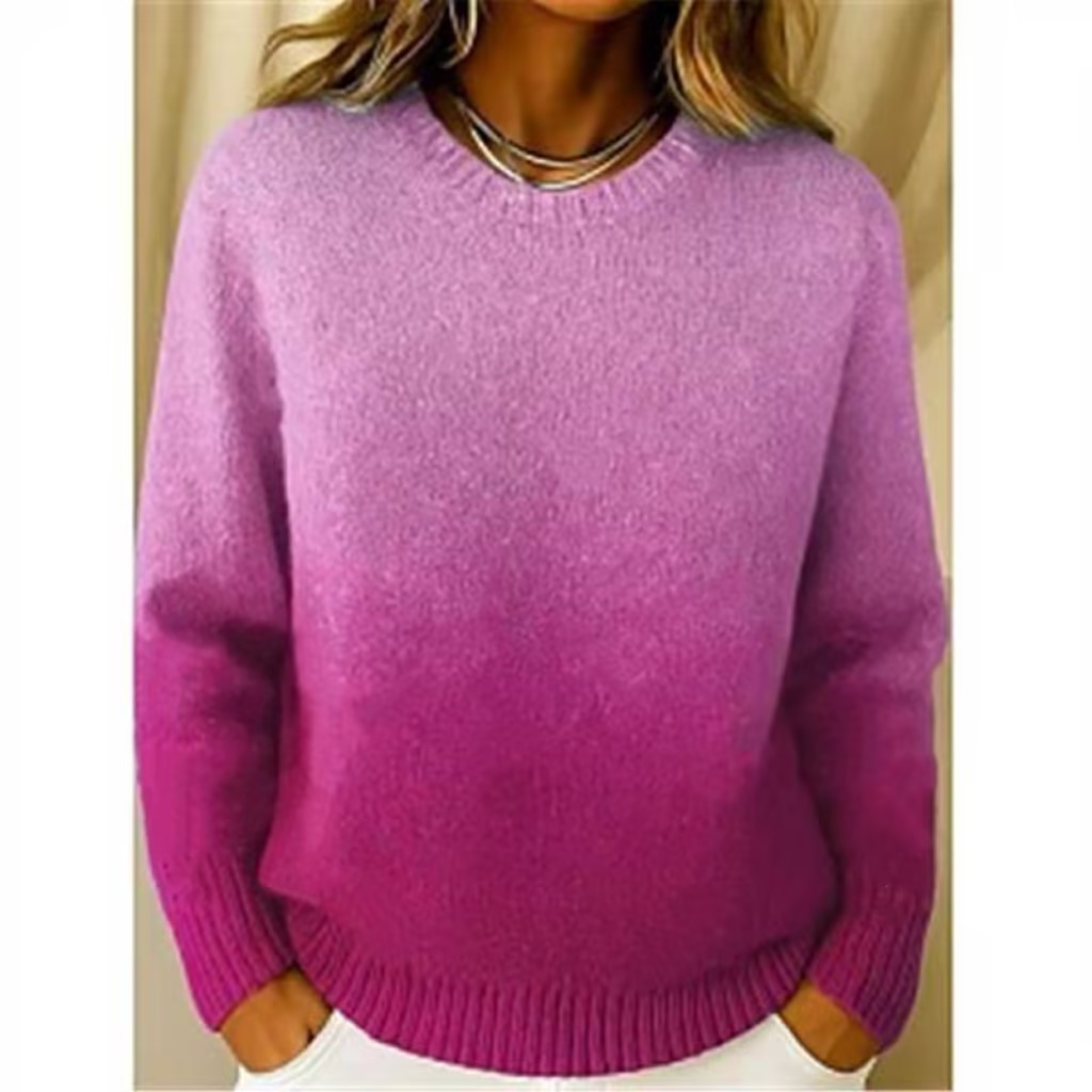 Women’s Soft Knit Crew Neck Sweater – Casual Loose Fit Long Sleeve Pullover