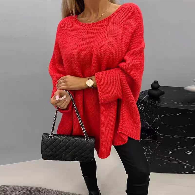 Women's Oversized Poncho Sweater Knit Cape Top Long Sleeve Batwing Pullover Loose Fit Casual Winter Sweater Shawl Wrap Cardigan