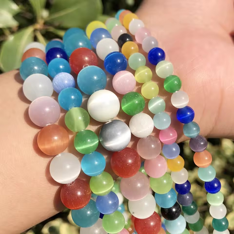 Colorful Cat's Eye Round Beads, Loose Spacer Beads for DIY Bracelet Necklace Jewelry Making, 4/6/8/10mm Sizes Available