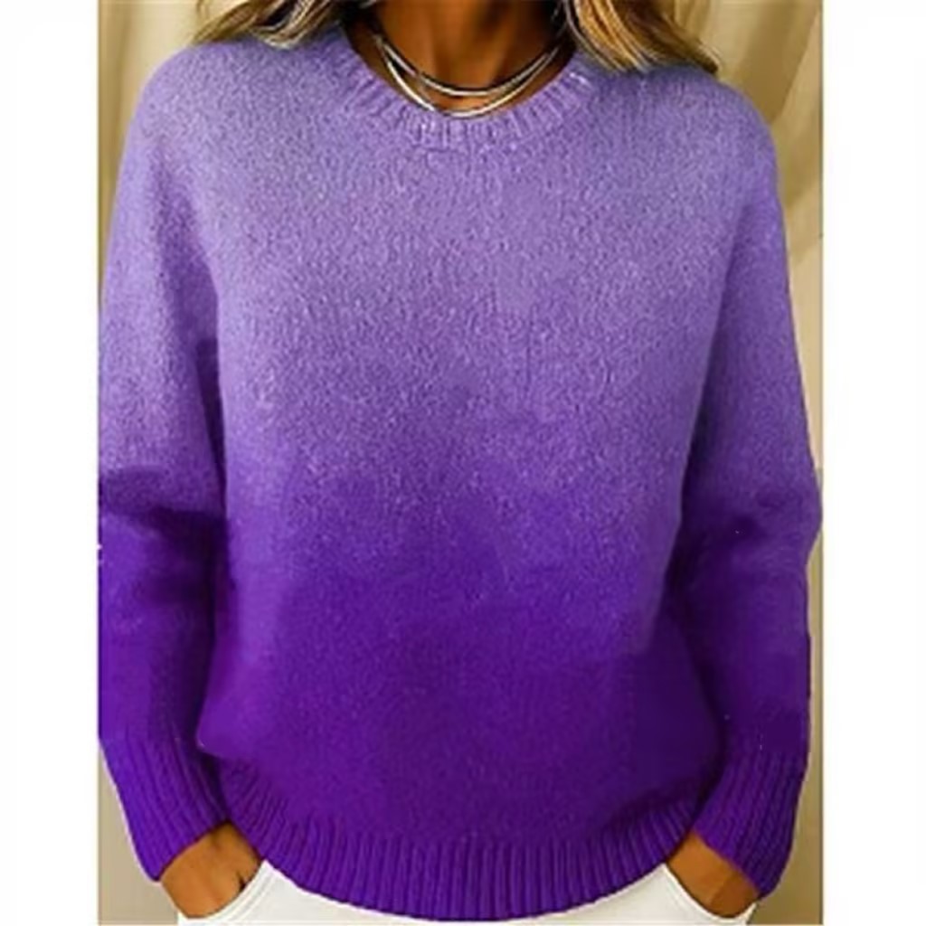 Women’s Soft Knit Crew Neck Sweater – Casual Loose Fit Long Sleeve Pullover