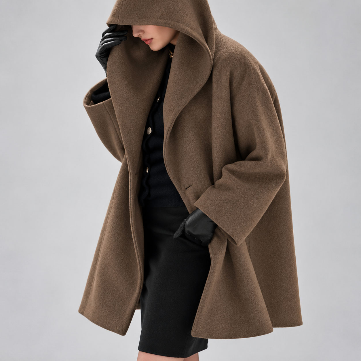 Women’s Lightweight Trench Coat Open Front Hooded Jacket Polyester Casual Long Sleeve Loose Fit Outerwear for Fall Spring