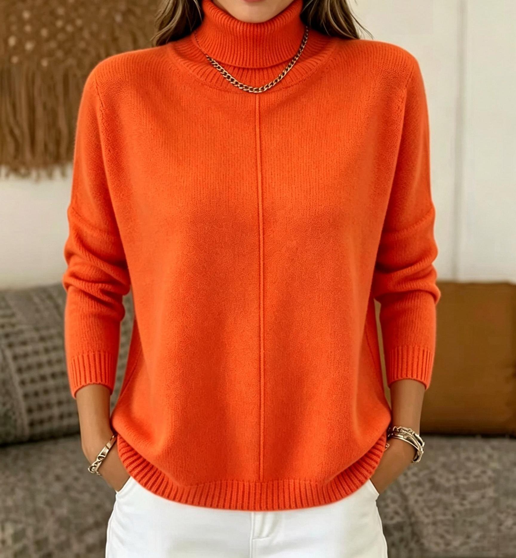 Women's Casual Turtleneck Sweater Long Sleeve Pullover Tops, Solid Color Knit Lightweight Soft Warm Fall Winter Basic Loose Fit Sweaters for Women