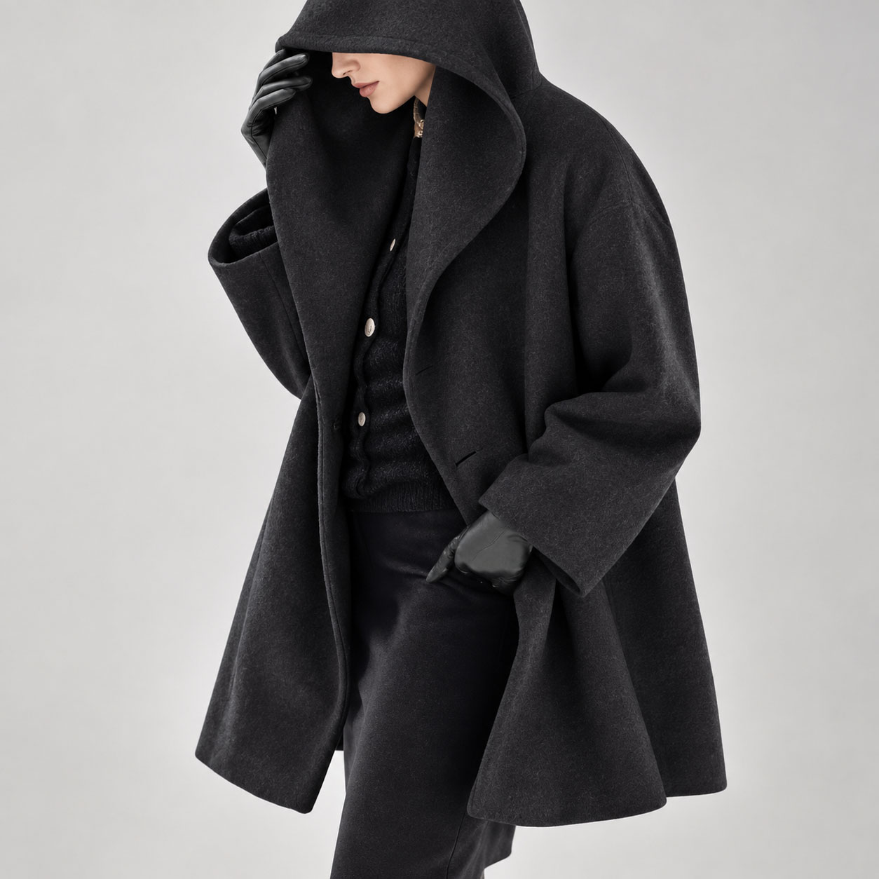 Women’s Lightweight Trench Coat Open Front Hooded Jacket Polyester Casual Long Sleeve Loose Fit Outerwear for Fall Spring