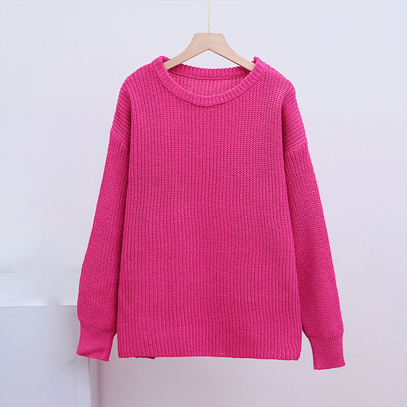 Women's Chunky Knit Sweater Crew Neck Long Sleeve Pullover Soft Casual Oversized Winter Tops Fashion Cozy Knitwear