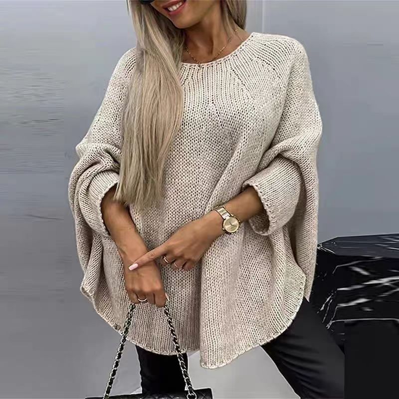 Women's Oversized Poncho Sweater Knit Cape Top Long Sleeve Batwing Pullover Loose Fit Casual Winter Sweater Shawl Wrap Cardigan