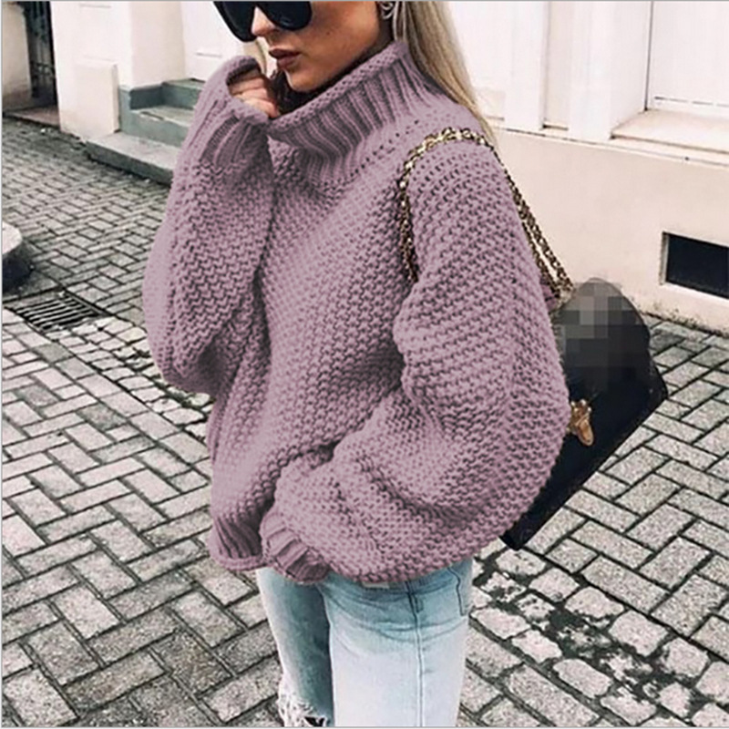 Women’s Chunky Knit Turtleneck Sweater, Oversized Loose Fit Pullover Jumper, Cozy Textured Cable Knit Long Sleeve Sweater for Fall Winter Casual Streetwear
